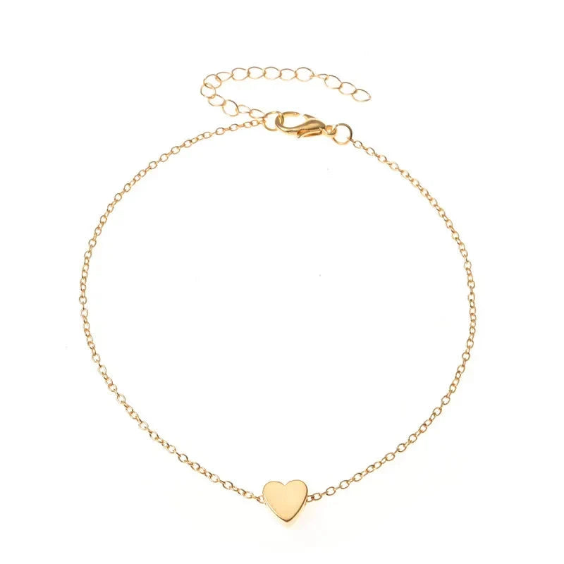 Trendy Beads Multilayer Summer Heart Anklet For Woman Bohemian Vintage Footwear Leg Bracelets 2021 Female Foot Jewelry Gifts New-3
