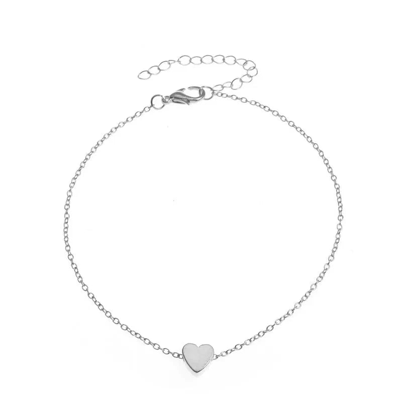 Trendy Beads Multilayer Summer Heart Anklet For Woman Bohemian Vintage Footwear Leg Bracelets 2021 Female Foot Jewelry Gifts New-7