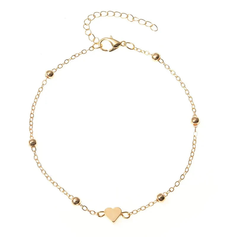 Trendy Beads Multilayer Summer Heart Anklet For Woman Bohemian Vintage Footwear Leg Bracelets 2021 Female Foot Jewelry Gifts New-1