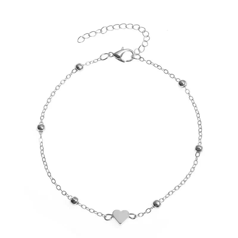 Trendy Beads Multilayer Summer Heart Anklet For Woman Bohemian Vintage Footwear Leg Bracelets 2021 Female Foot Jewelry Gifts New-2