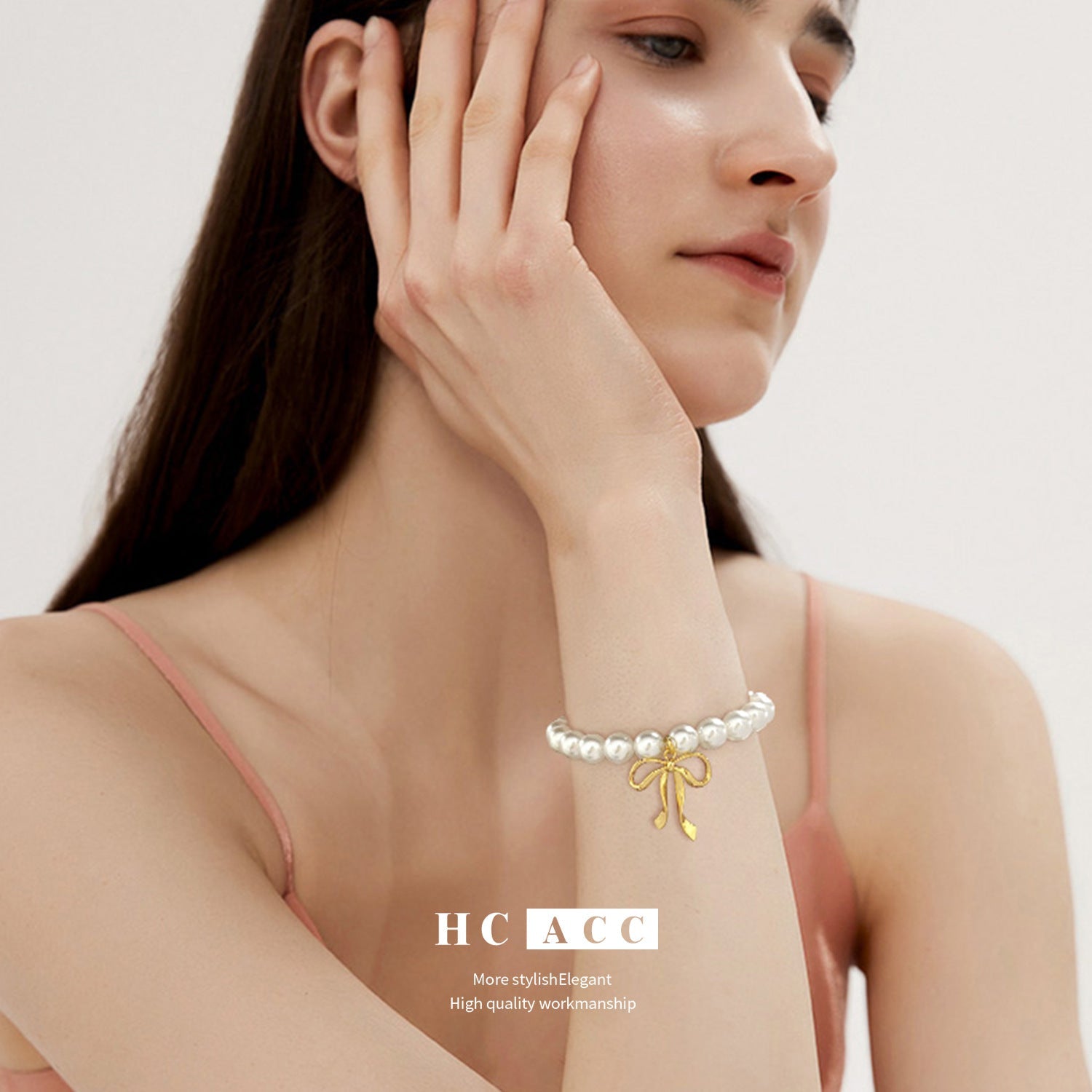 European and American Style Light Luxury Niche High-end Bowknot Pendant Pearl Bracelet Women's Retro Elegant All-match Jewelry Bracelet-1