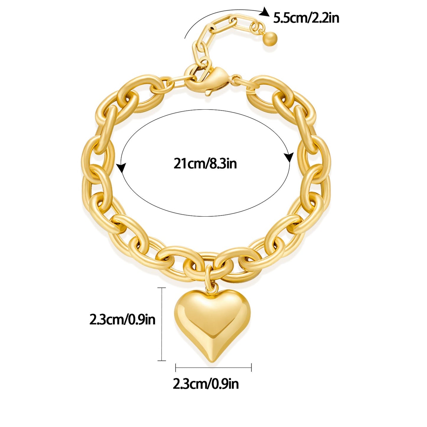 European and American T Hot Cross-border Jewelry Hip-hop Simple Love Pendant Bracelet All-match Geometric Metal Chain Bracelet for Women-5