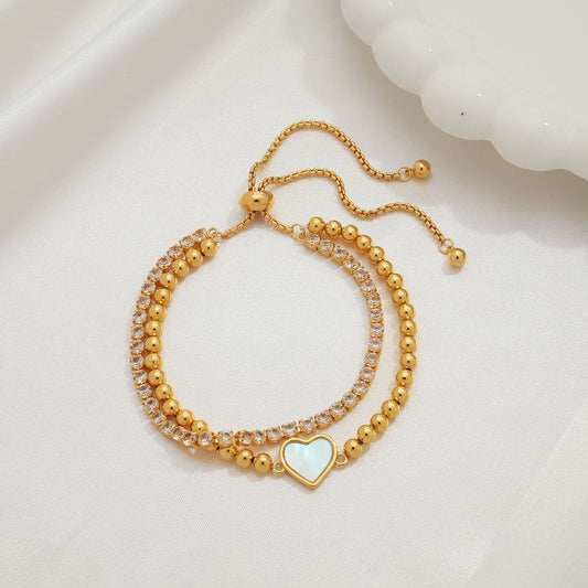 Style Design Hand Jewelry Stacked Chain Splicing Chain Love Bracelet Premium 18K Gold Bracelet-0