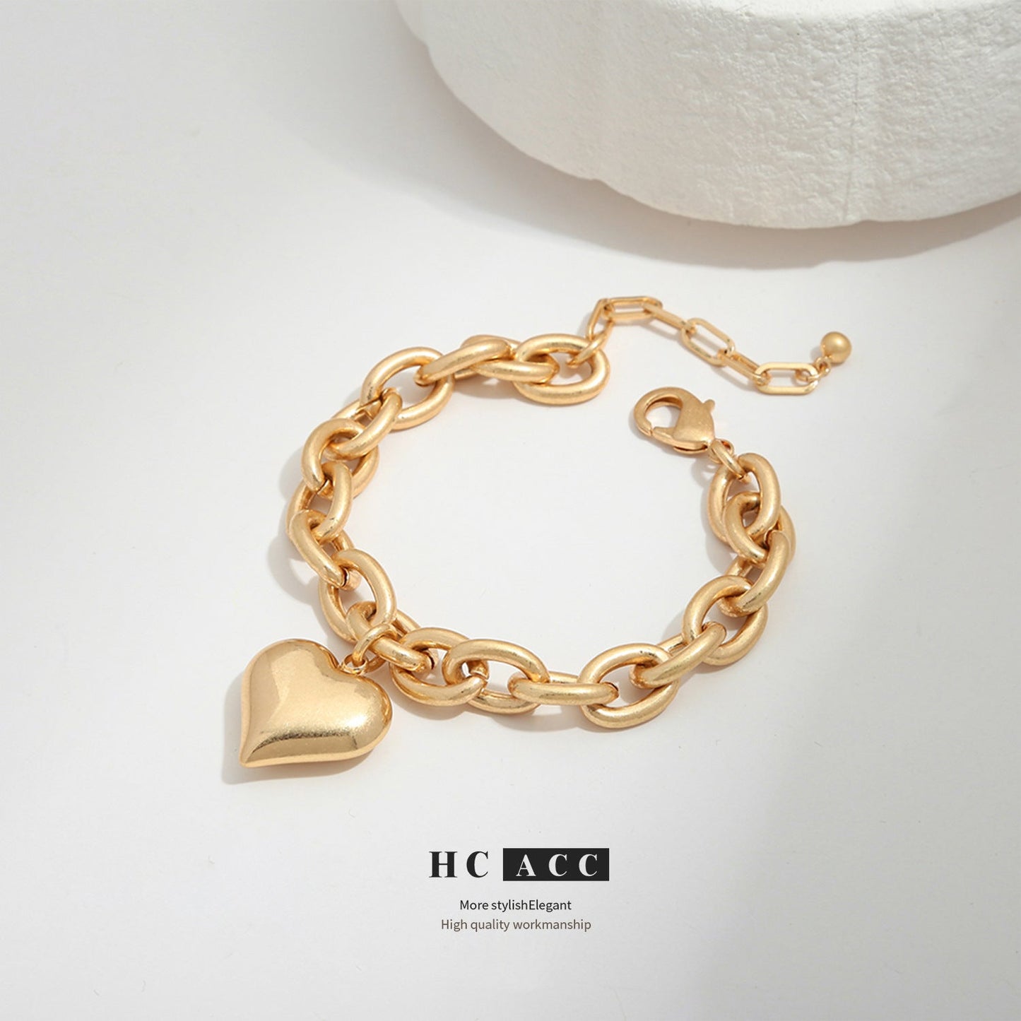 European and American T Hot Cross-border Jewelry Hip-hop Simple Love Pendant Bracelet All-match Geometric Metal Chain Bracelet for Women-1
