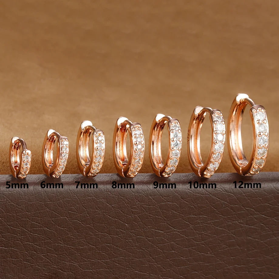 1Pair Stainless Steel Huggie Minimal Hoop Earrings Little Crystal Zirconia Thin Helix Tragus Cartilage Earrings Piercing Jewelry-5