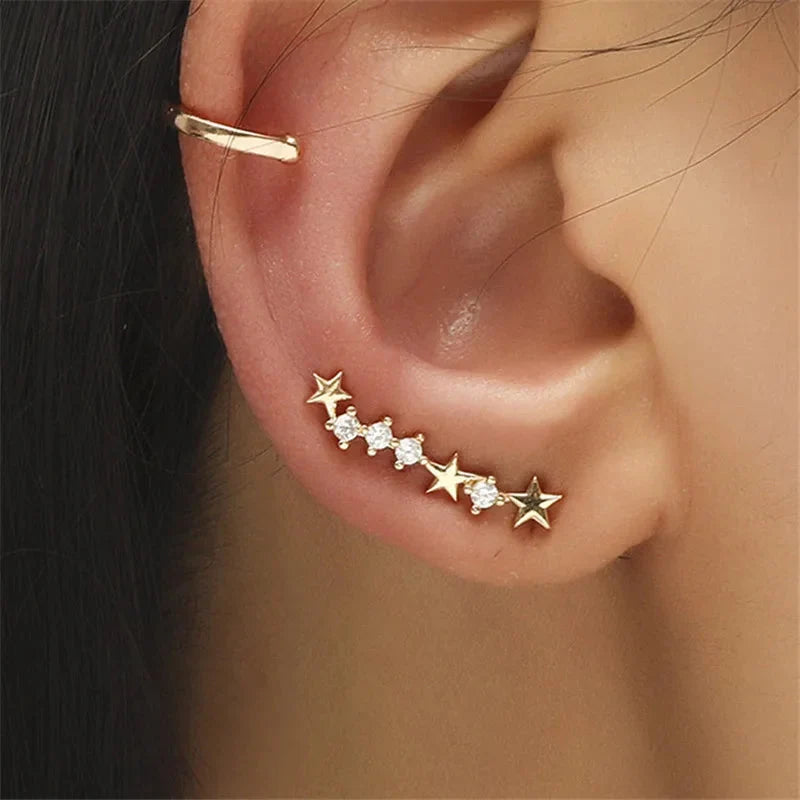 VAGZEB Bohemian NO Piercing Crystal Rhinestone Ear Cuff Wrap Stud Clip Earrings For Women Girl Trendy Earrings Jewelry Bijoux-27