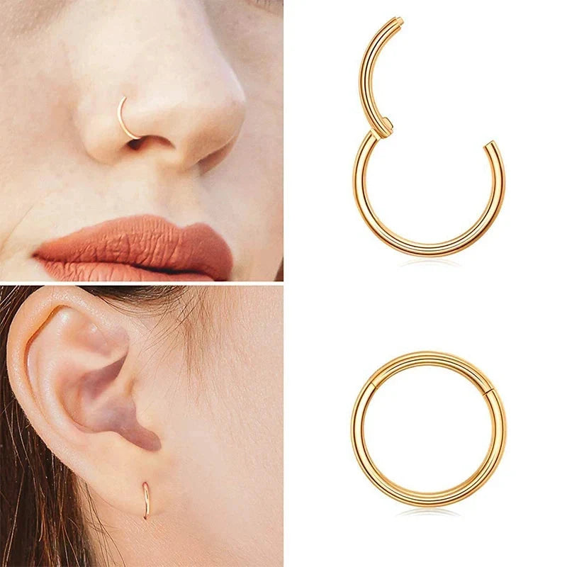1PC Stainless Steel Nose Hoop Septum Piercing Clicker Hinged Segment Rings Lip Helix Daith Conch Cartilage Earrings Sexy Jewelry-1