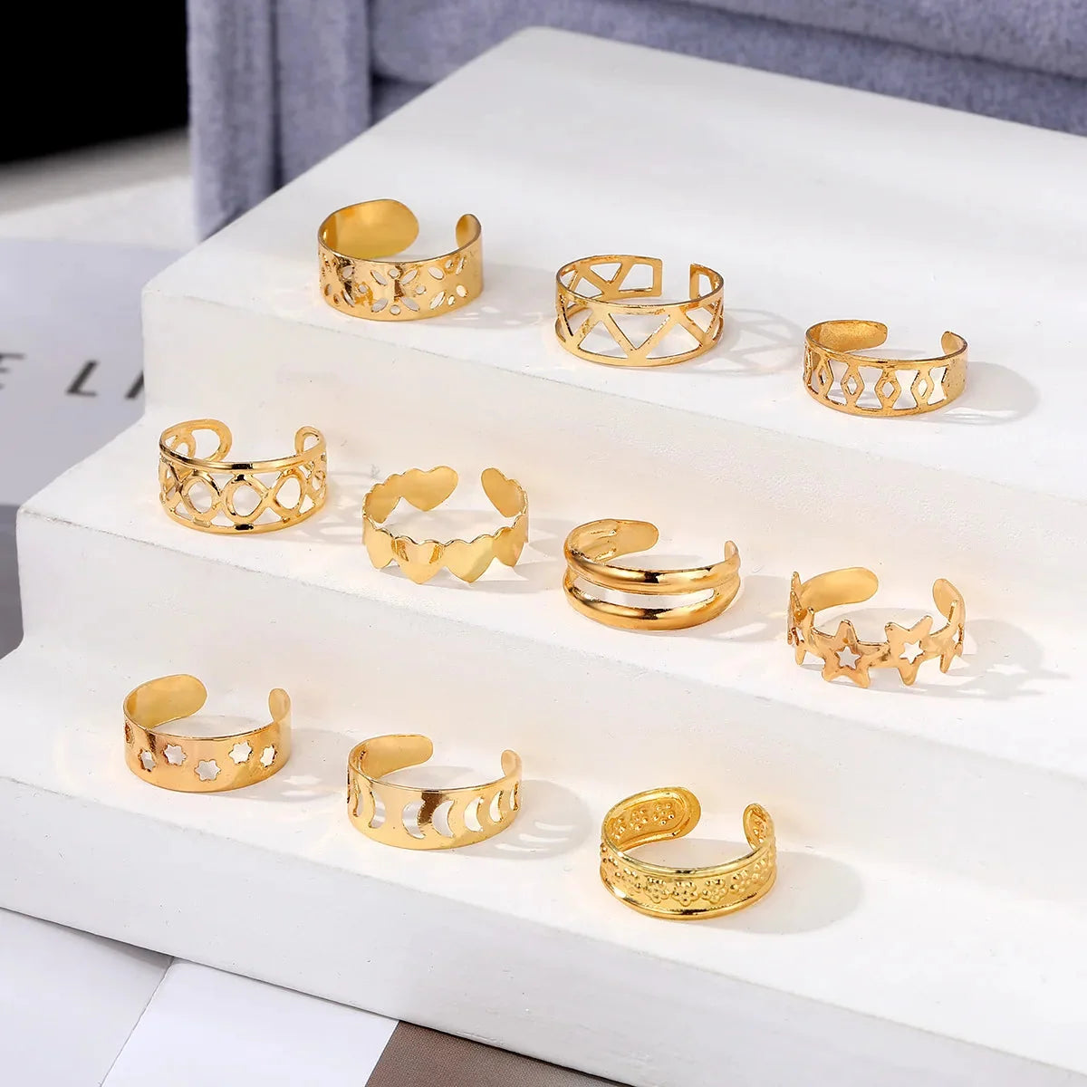 7/10/12Pcs Adjustable Toe Rings for Women Foot Ring Gold/Silver Color Metal Round Jewelry for Girl Summer Beach Barefeet Fashion-4