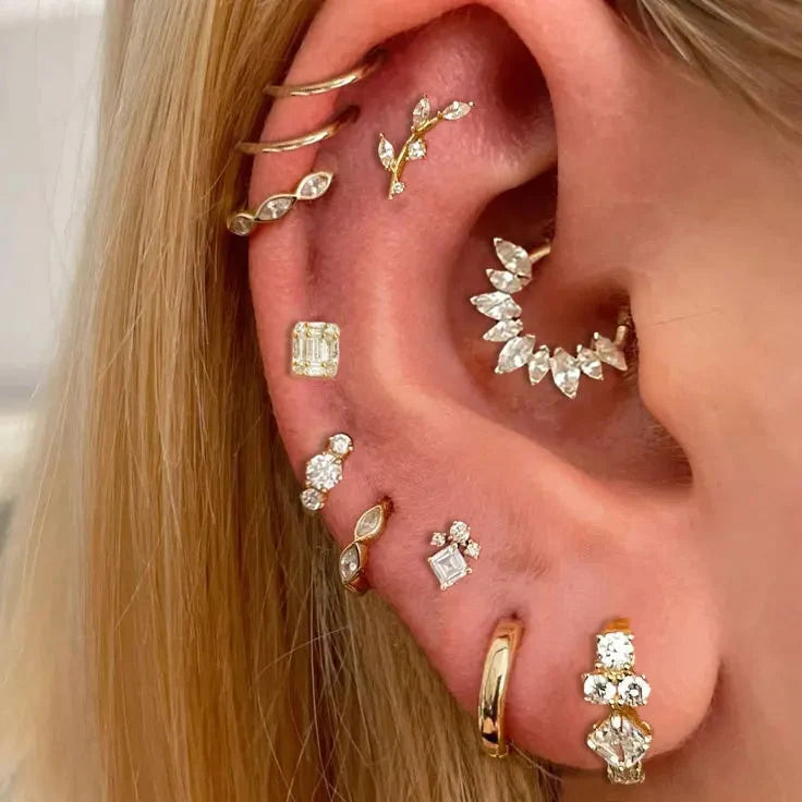 Stainless Steel Hoop Earring Women Zirconia Crystal Piercing Ear Daith Helix Tragus Lobe Cartilage Stud Earring Piercing Jewelry-0