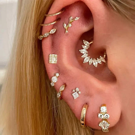 Stainless Steel Hoop Earring Women Zirconia Crystal Piercing Ear Daith Helix Tragus Lobe Cartilage Stud Earring Piercing Jewelry-0