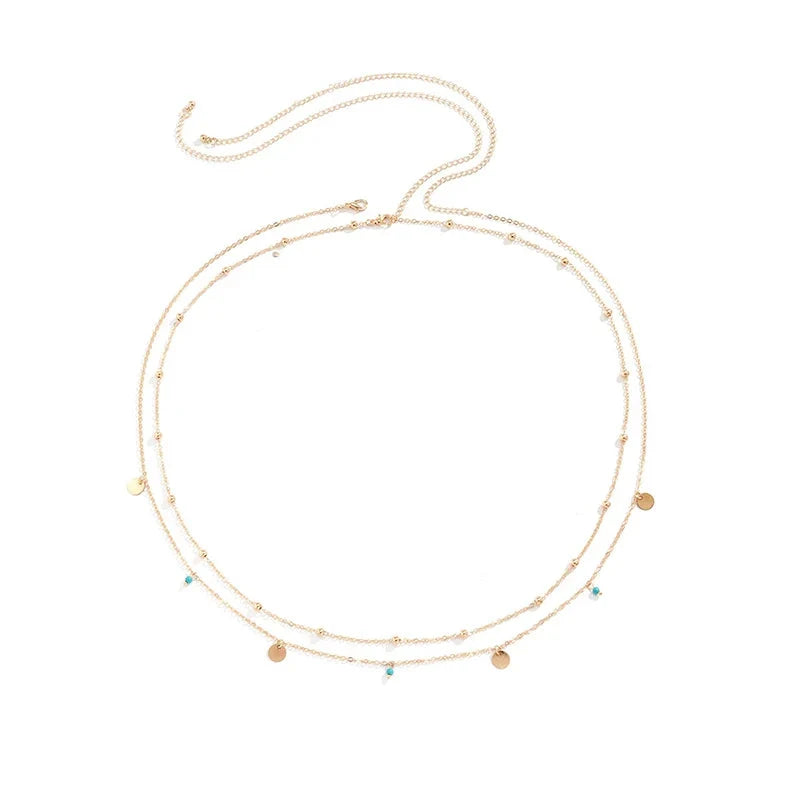 Sexy Double Thin Chain Women's Waist Chain Charming Butterfly Stainless Steel Belly Chain Summer Beach Bikini Body Jewelry-8