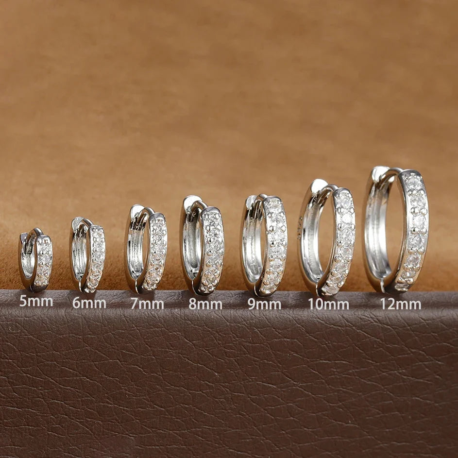 1Pair Stainless Steel Huggie Minimal Hoop Earrings Little Crystal Zirconia Thin Helix Tragus Cartilage Earrings Piercing Jewelry-6