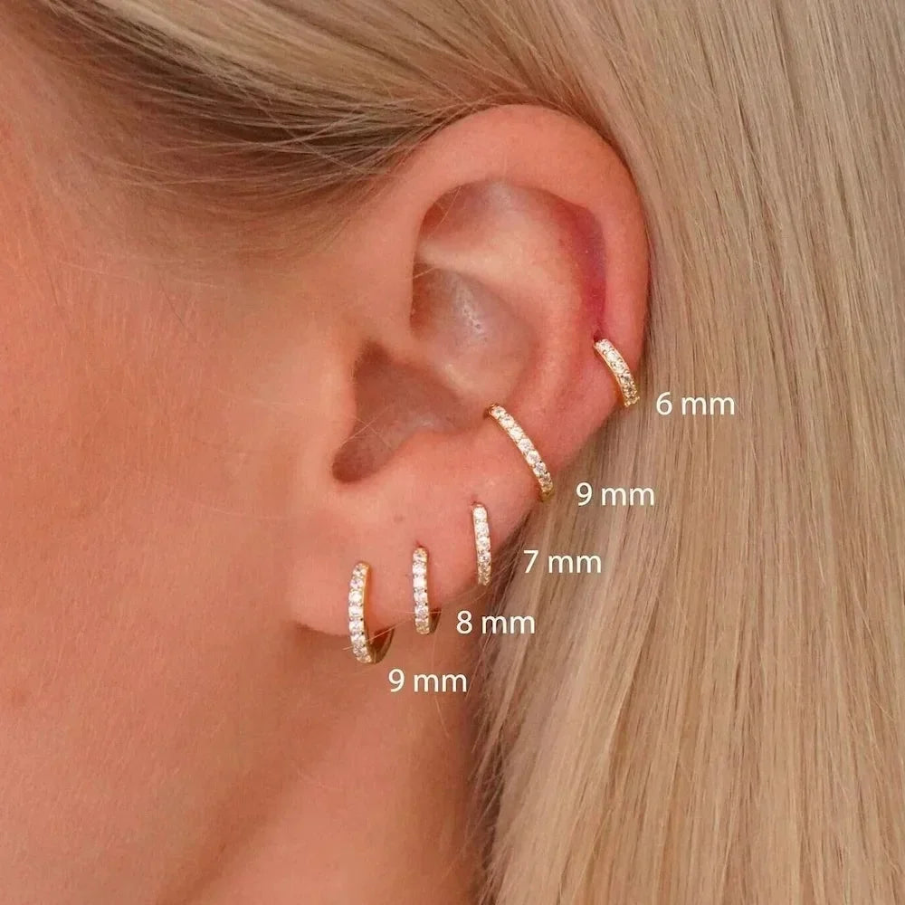 1Pair Stainless Steel Huggie Minimal Hoop Earrings Little Crystal Zirconia Thin Helix Tragus Cartilage Earrings Piercing Jewelry-2