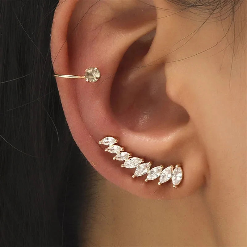 VAGZEB Bohemian NO Piercing Crystal Rhinestone Ear Cuff Wrap Stud Clip Earrings For Women Girl Trendy Earrings Jewelry Bijoux-1