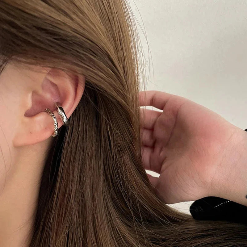 Punk Irregular Geometric Ear Cuff Earrings for Women Non-Piercing Metal Ear Clip Earring Fake Cartilage Fashion Jewelry Party-4