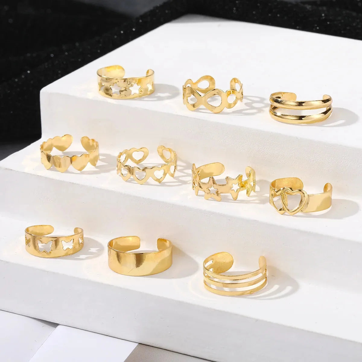 7/10/12Pcs Adjustable Toe Rings for Women Foot Ring Gold/Silver Color Metal Round Jewelry for Girl Summer Beach Barefeet Fashion-3