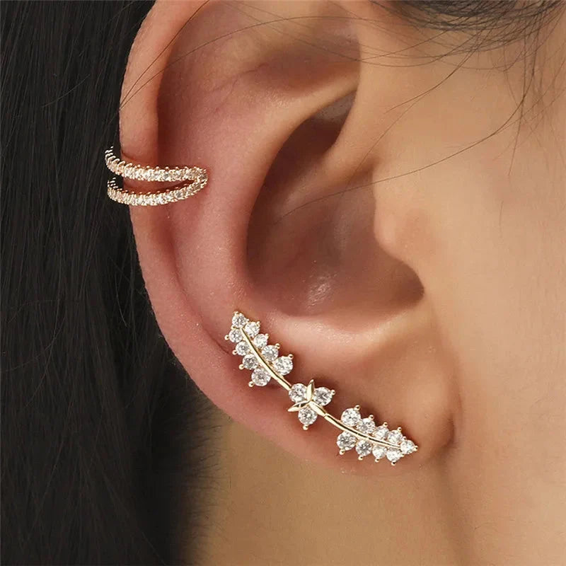 VAGZEB Bohemian NO Piercing Crystal Rhinestone Ear Cuff Wrap Stud Clip Earrings For Women Girl Trendy Earrings Jewelry Bijoux-3