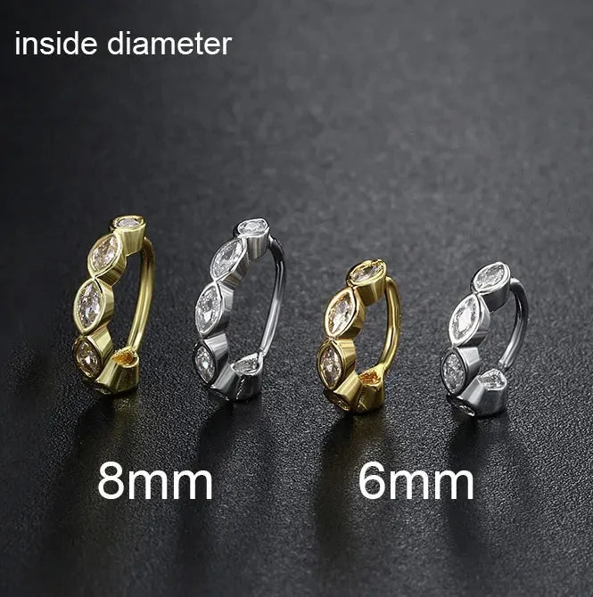 Stainless Steel Hoop Earring Women Zirconia Crystal Piercing Ear Daith Helix Tragus Lobe Cartilage Stud Earring Piercing Jewelry-3