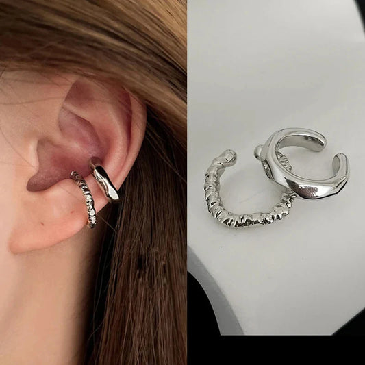 Punk Irregular Geometric Ear Cuff Earrings for Women Non-Piercing Metal Ear Clip Earring Fake Cartilage Fashion Jewelry Party-0