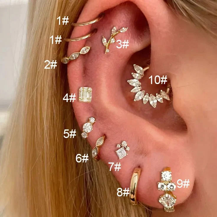 Stainless Steel Hoop Earring Women Zirconia Crystal Piercing Ear Daith Helix Tragus Lobe Cartilage Stud Earring Piercing Jewelry-6