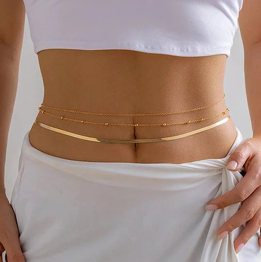 Ingemark Sexy Flat Snake Chain Waist Belly Belt for Women Summer Beach Bikinis Simple Body Chain Festival Jewelry Accessories-6