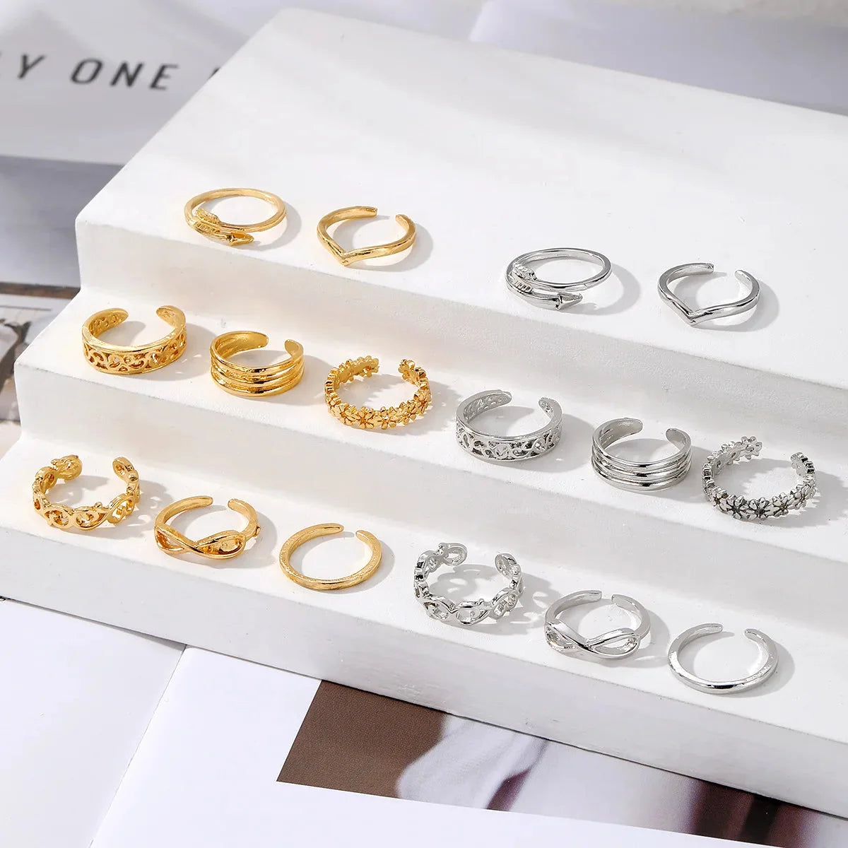 7/10/12Pcs Adjustable Toe Rings for Women Foot Ring Gold/Silver Color Metal Round Jewelry for Girl Summer Beach Barefeet Fashion-2
