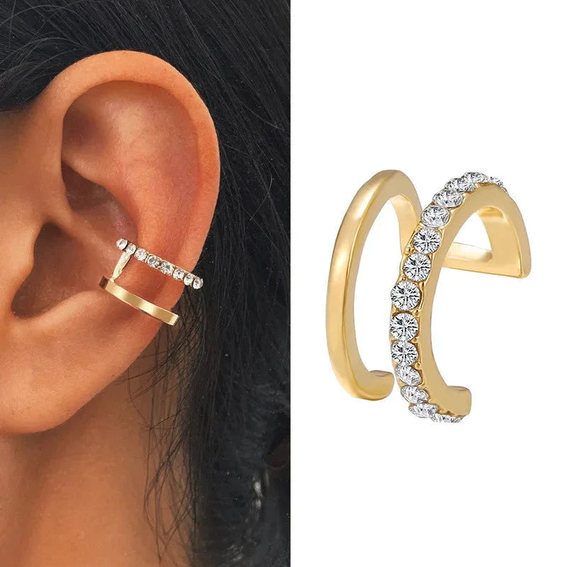 VAGZEB Bohemian NO Piercing Crystal Rhinestone Ear Cuff Wrap Stud Clip Earrings For Women Girl Trendy Earrings Jewelry Bijoux-8