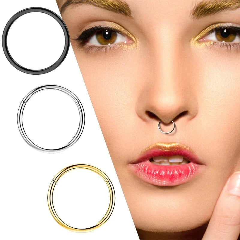 1PC Stainless Steel Nose Hoop Septum Piercing Clicker Hinged Segment Rings Lip Helix Daith Conch Cartilage Earrings Sexy Jewelry-2