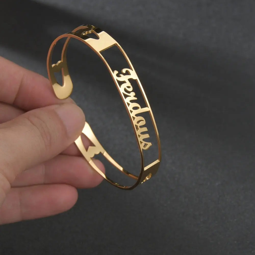 Customized Name Bracelet Personalized Custom Bangles Stainless Steel Jewelry-12